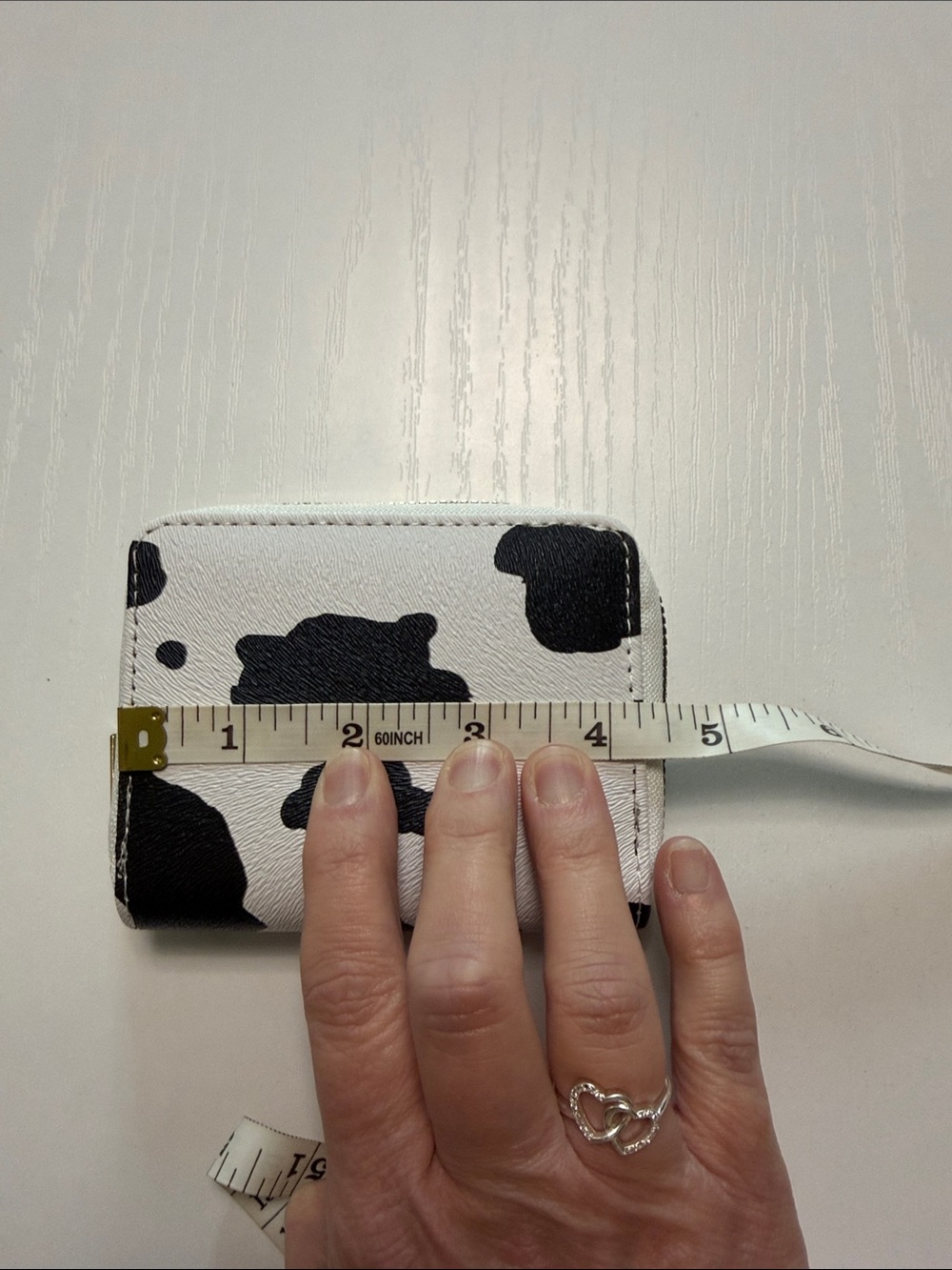 NWOT Cow Print Zip Wallet in Black and White - Picture 3 of 7